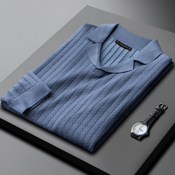 Breathable Autumn Knit Polo Sweater for Men | Adrian