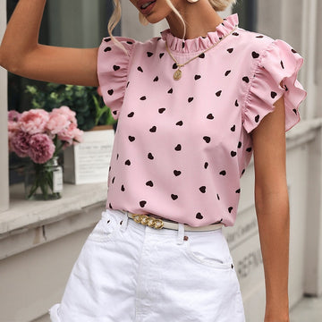 Mia - Sleeveless Summer Blouse with Hearts for Women