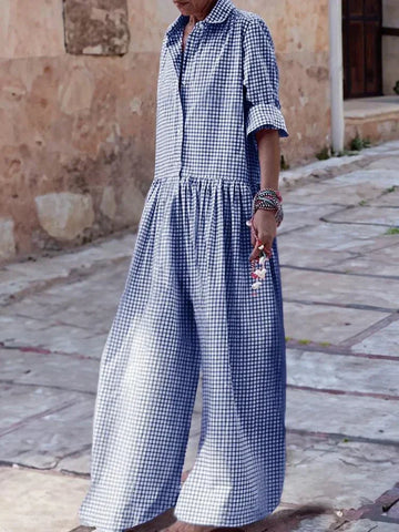 Elegant Tailored Checked Jumpsuit for Women | Lea