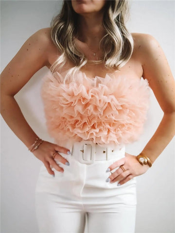 Elegant Pink Strapless Top for Women | Livia